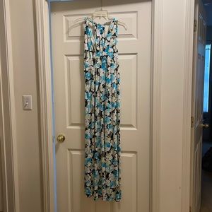 Flower print maxi dress with racer back